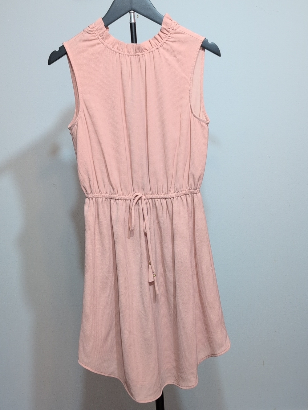 H&M Light Pink Sleeveless Drawstring Waist Mini Dress